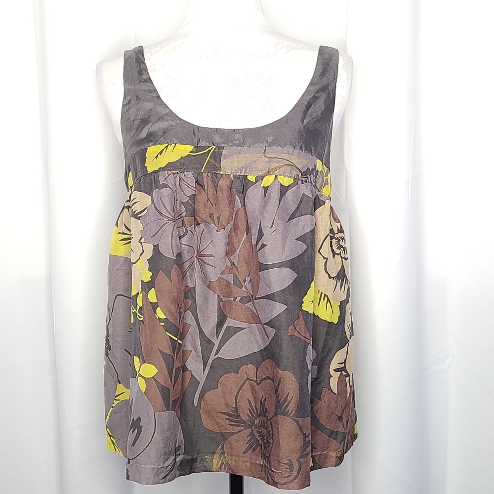 Sleeveless Floral Silk Blend Top